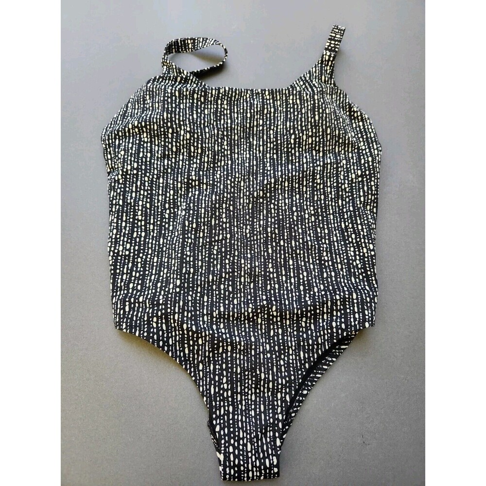 Athleta Hermosa One-Piece Swimsuit Black & White Size L/P Tank Bathing